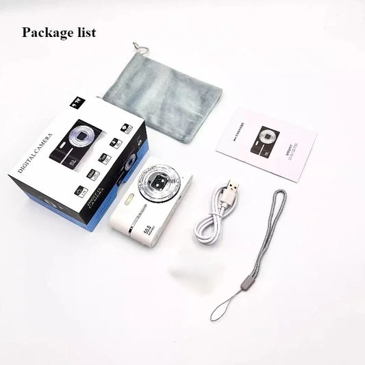 Appareil photo numérique 16x CCD — Appareil photo numérique beauté pour campus, niveau débutant, Polaroid cadeau, double objectif, caméscope, carte 64 Go, lecteur de carte.