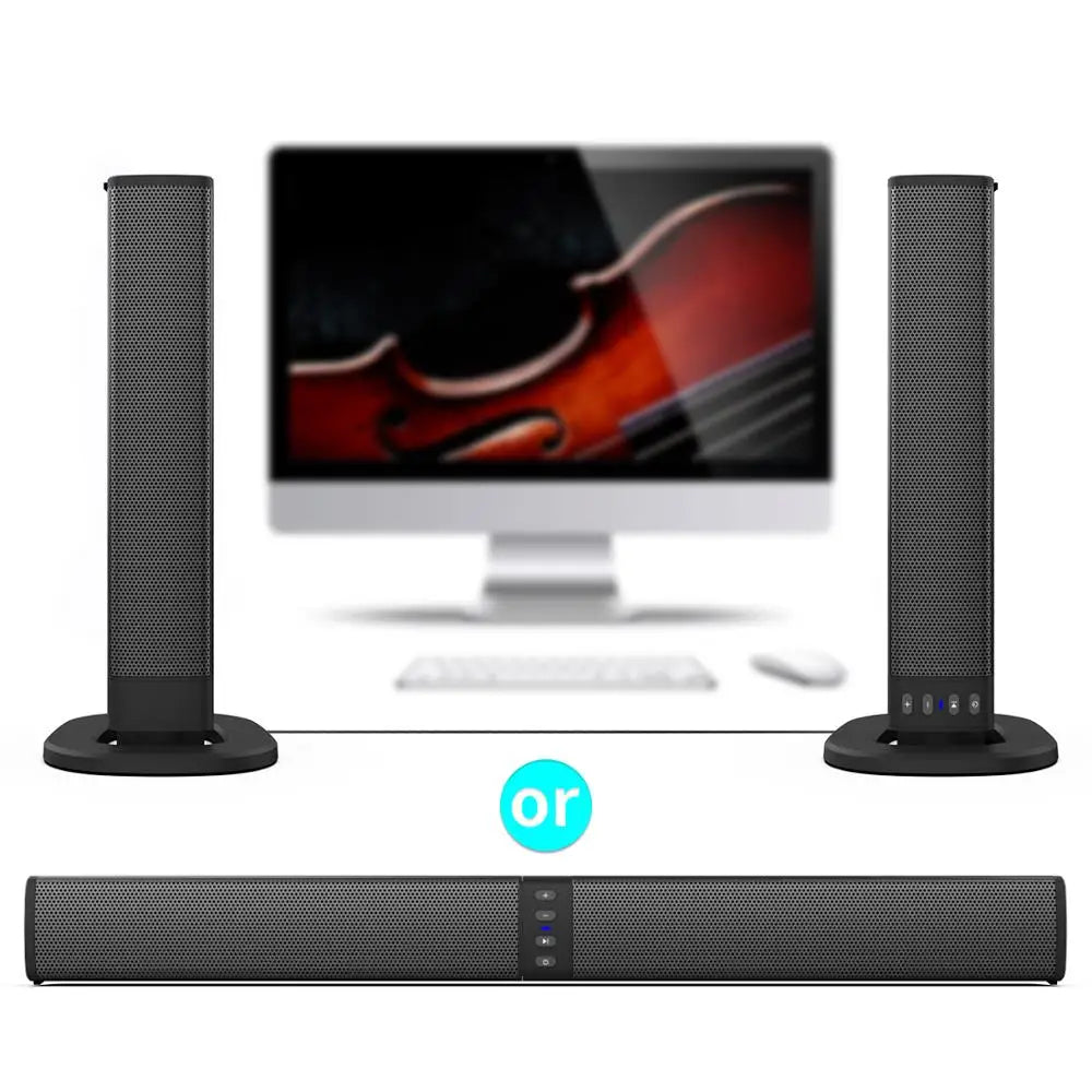 Barre de son colonne sans fil 20 W, haut-parleur Bluetooth, musique 3D puissante, home cinéma, prise auxiliaire 3,5 mm, carte TF RCA pour TV, PC BS36