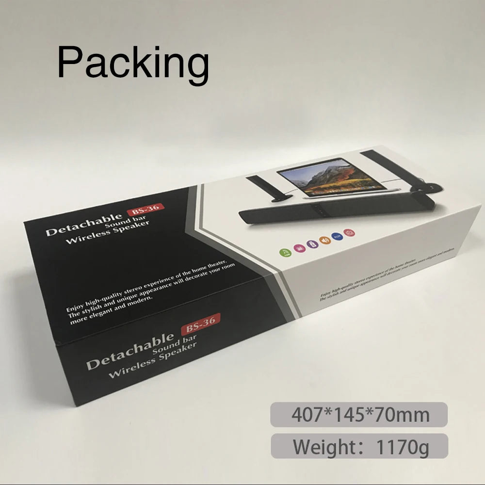 Barre de son colonne sans fil 20 W, haut-parleur Bluetooth, musique 3D puissante, home cinéma, prise auxiliaire 3,5 mm, carte TF RCA pour TV, PC BS36