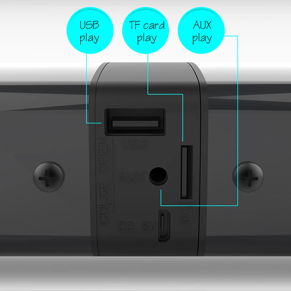 Barre de son colonne sans fil 20 W, haut-parleur Bluetooth, musique 3D puissante, home cinéma, prise auxiliaire 3,5 mm, carte TF RCA pour TV, PC BS36