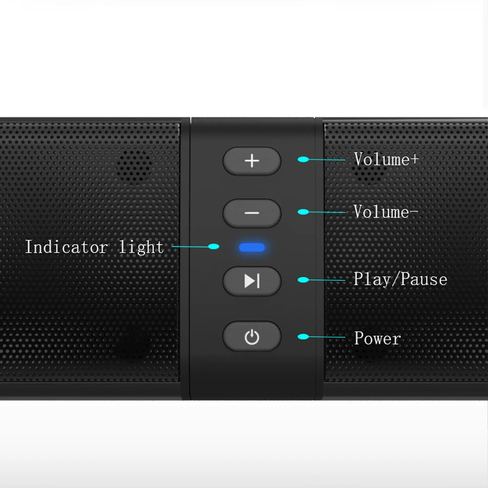 Barre de son colonne sans fil 20 W, haut-parleur Bluetooth, musique 3D puissante, home cinéma, prise auxiliaire 3,5 mm, carte TF RCA pour TV, PC BS36