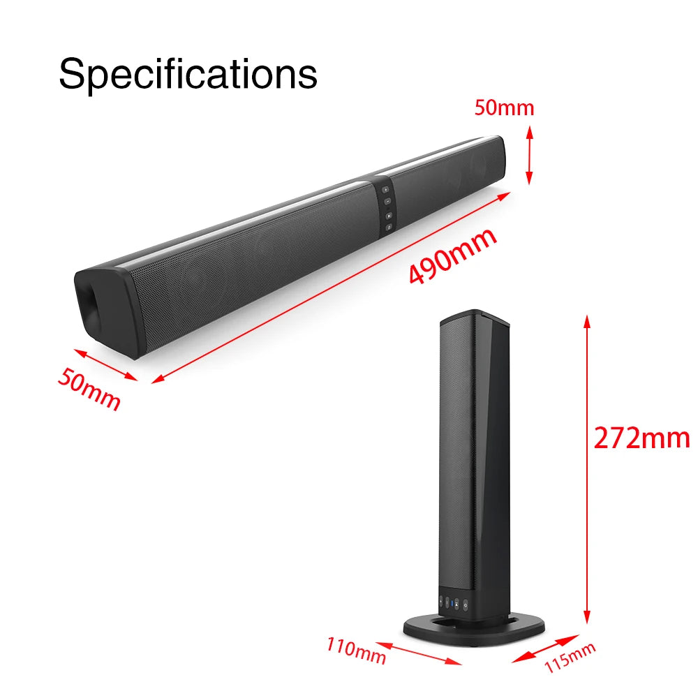 Barre de son colonne sans fil 20 W, haut-parleur Bluetooth, musique 3D puissante, home cinéma, prise auxiliaire 3,5 mm, carte TF RCA pour TV, PC BS36