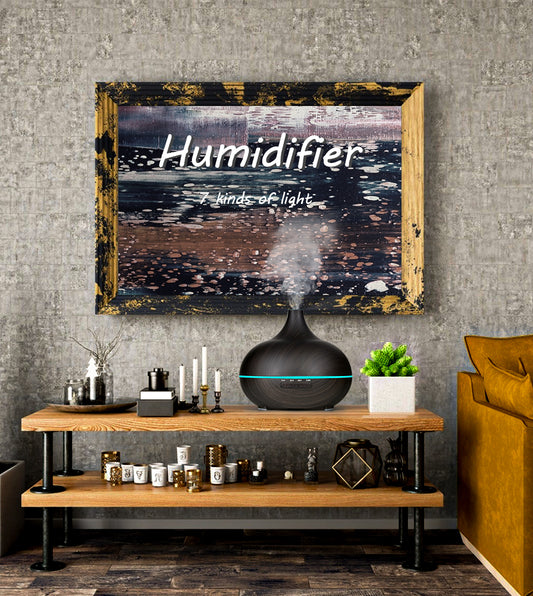 Diffuseur d’huiles essentielles en aromathérapie à grain de bois avec télécommande, humidificateur d’air ultrasonique à brouillard froid avec lumière LED à 7 couleurs.
