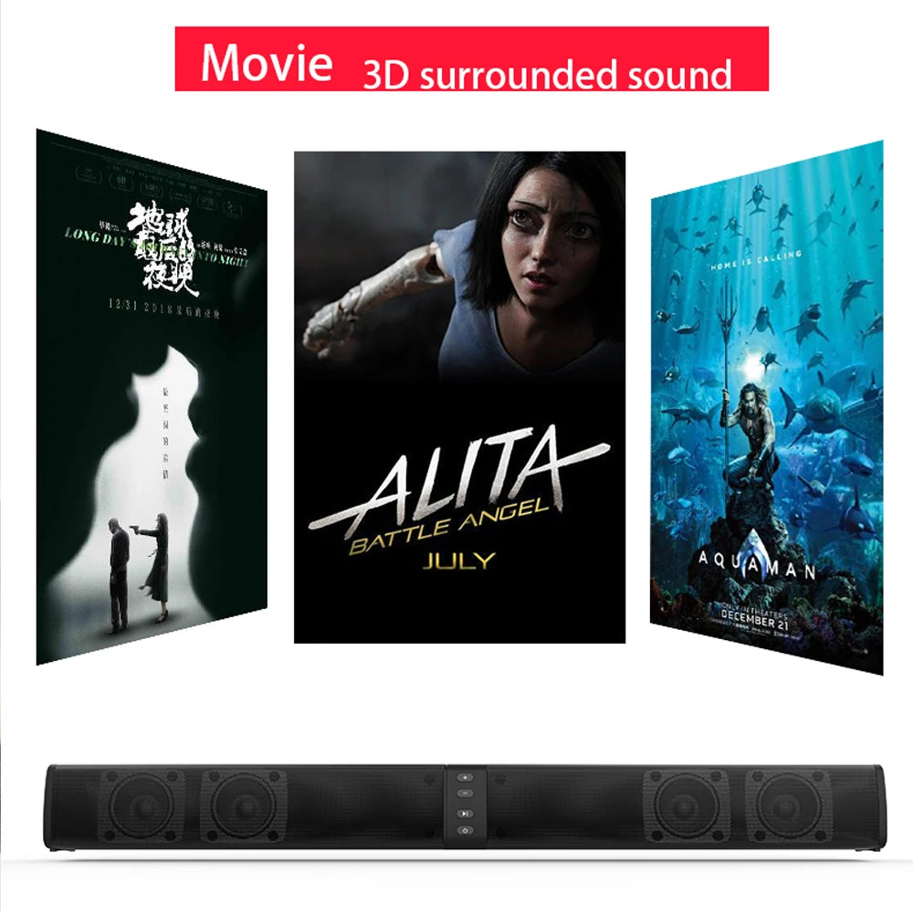 Barre de son colonne sans fil 20 W, haut-parleur Bluetooth, musique 3D puissante, home cinéma, prise auxiliaire 3,5 mm, carte TF RCA pour TV, PC BS36