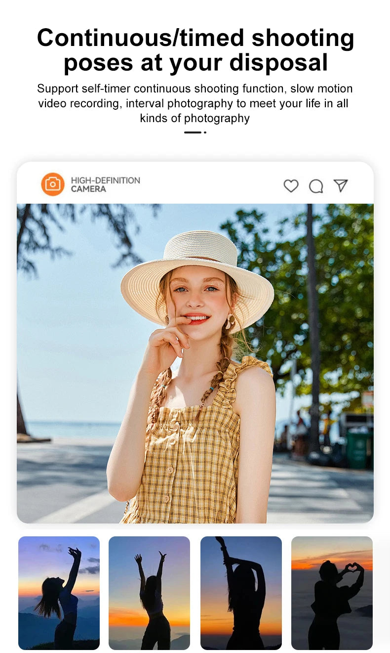 Appareil photo numérique compact Ourlife — Appareil photo 6K avec Wi-Fi, Webcam vintage, caméscope Vlog/YouTube, 64 Mpx, zoom 16x.