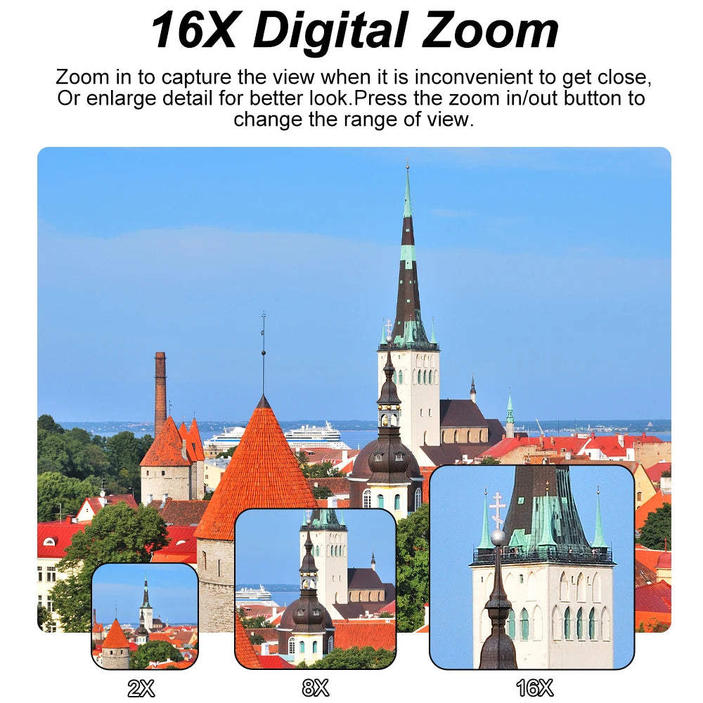 Appareil photo numérique compact Ourlife — Appareil photo 6K avec Wi-Fi, Webcam vintage, caméscope Vlog/YouTube, 64 Mpx, zoom 16x.