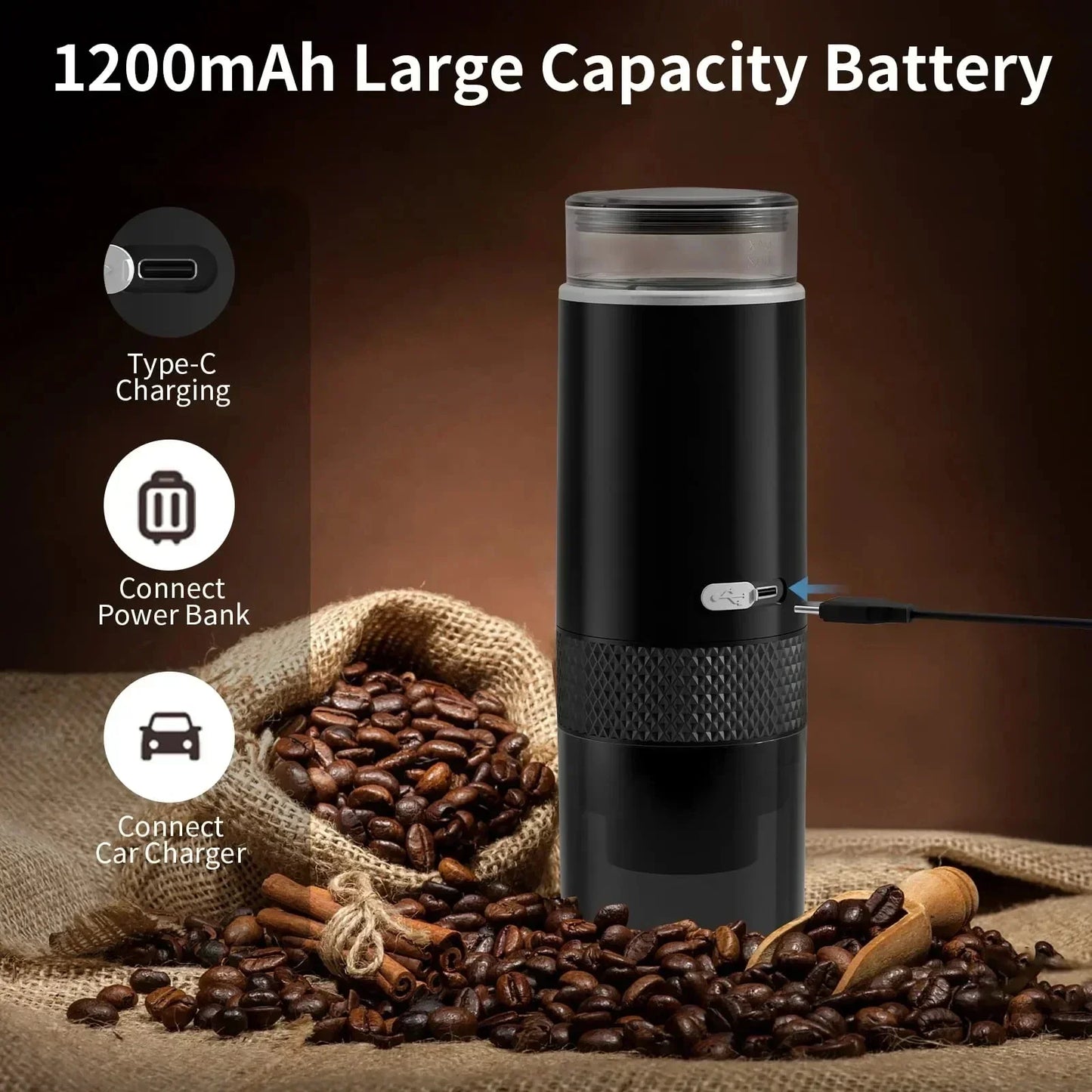 ☕ Mini Machine à Café de Voyage – Machine à Expresso Portable et Sans Fil.
Capsules compatible
