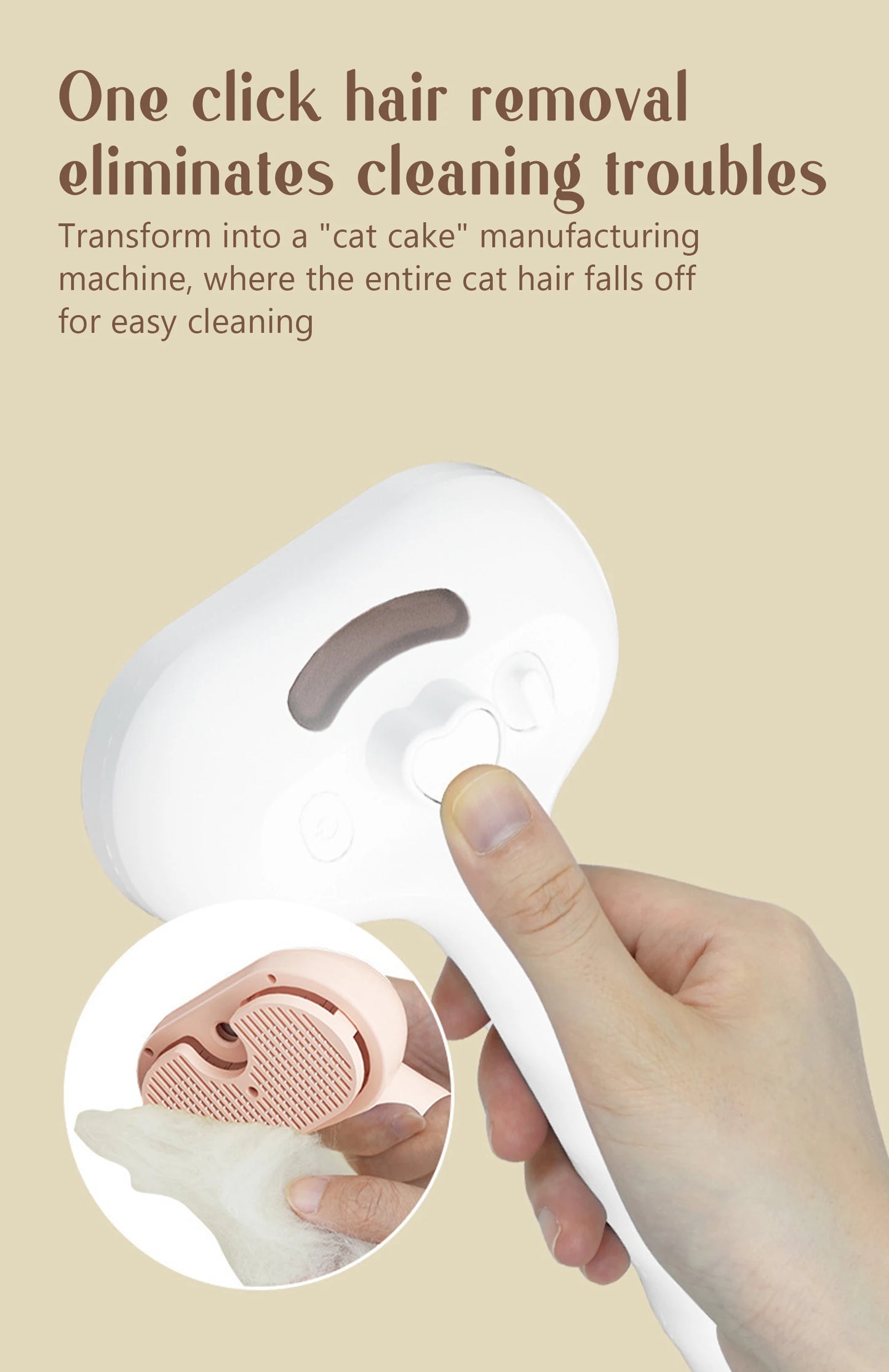 Brosse à vapeur pour animaux – Peigne de massage à tête ronde sécurisée, dents souples, vaporisateur intégré, brosse anti-perte de poils pour chiens et chats, accessoire universel pour animaux de compagnie