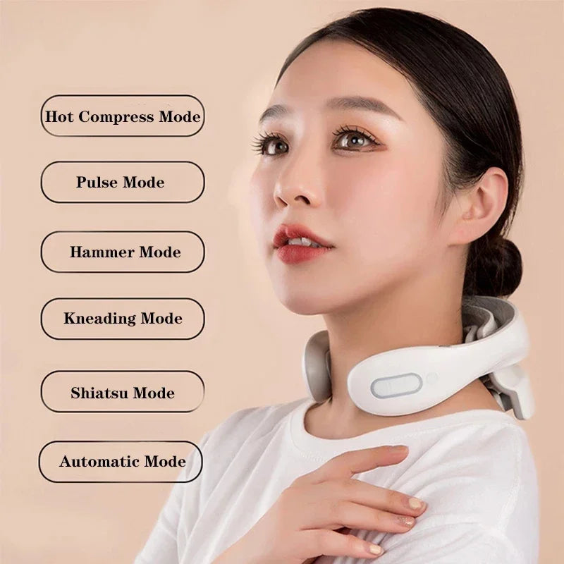 "Appareil de massage cervical intelligent – Massage électrique à impulsions basse fréquence, physiothérapie, relaxation, compresse chaude et massage par vibration."