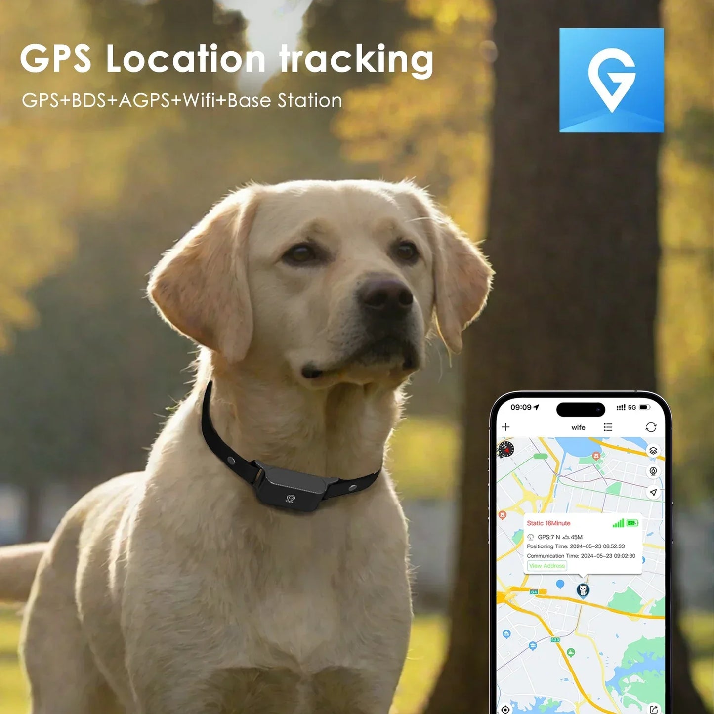 🐾 Collier GPS 4G Étanche IP67 – Traceur Mini pour Chiens et Chats