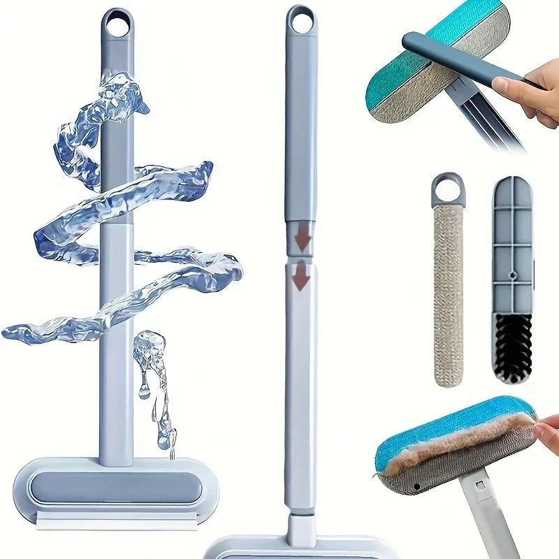 Brosse 3-en-1 pour poils d’animaux – Brosse à long manche pour le nettoyage des vitres et l’élimination des poils, outil manuel de nettoyage pour chiens et chats