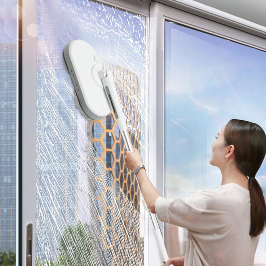 Serpillière électrique sans fil avec fonction pulvérisation – réservoir d’eau de 350 ml, tête rotative, éclairage LED, idéale pour le nettoyage des sols en bois et carrelages.