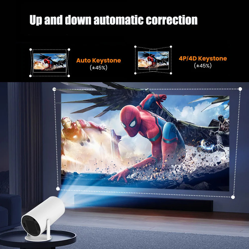 Projecteur DITONG HY300 Plus Android 4K 1280*720P Double Wifi 300ANSI Vidéo Cinéma Extérieur Portable maison HD LED HY300 Pro Projecteur
