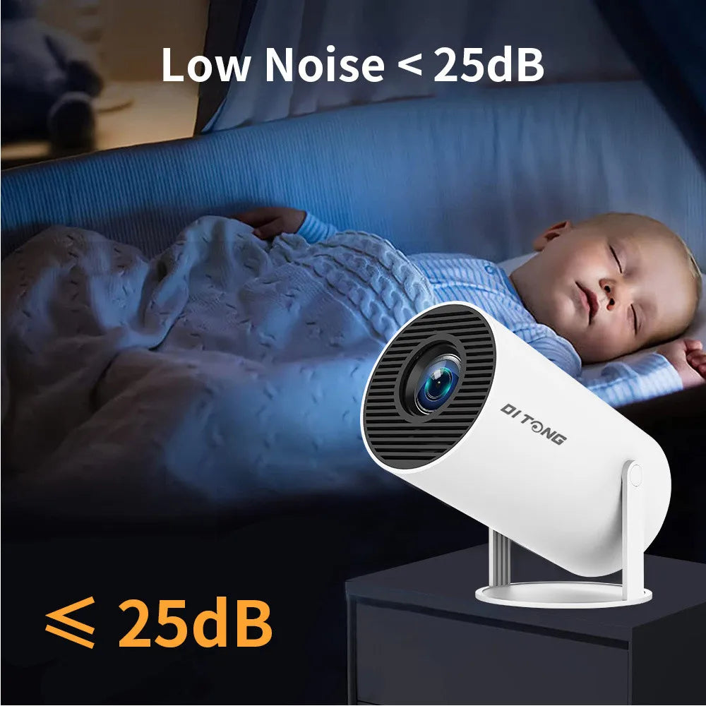 Projecteur DITONG HY300 Plus Android 4K 1280*720P Double Wifi 300ANSI Vidéo Cinéma Extérieur Portable maison HD LED HY300 Pro Projecteur