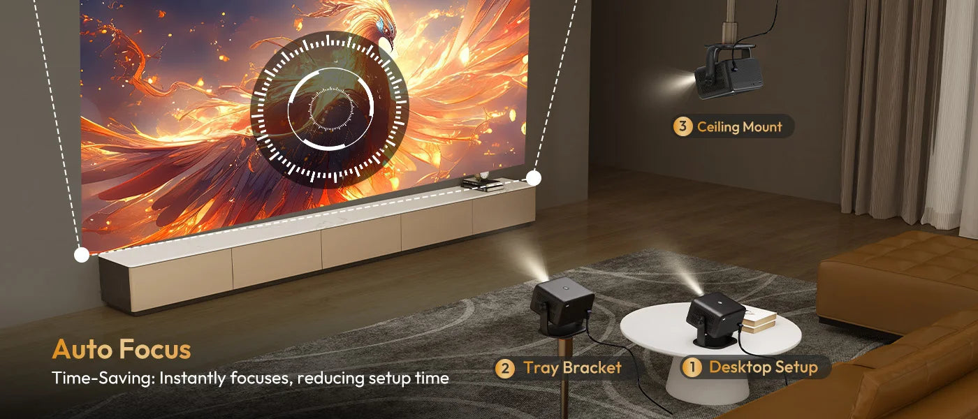 Projecteur XGODY 18 000 lumens 4K natif 1080P WiFi 6 Android Projecteurs AI Auto Focus HD Home Cinéma Cinéma