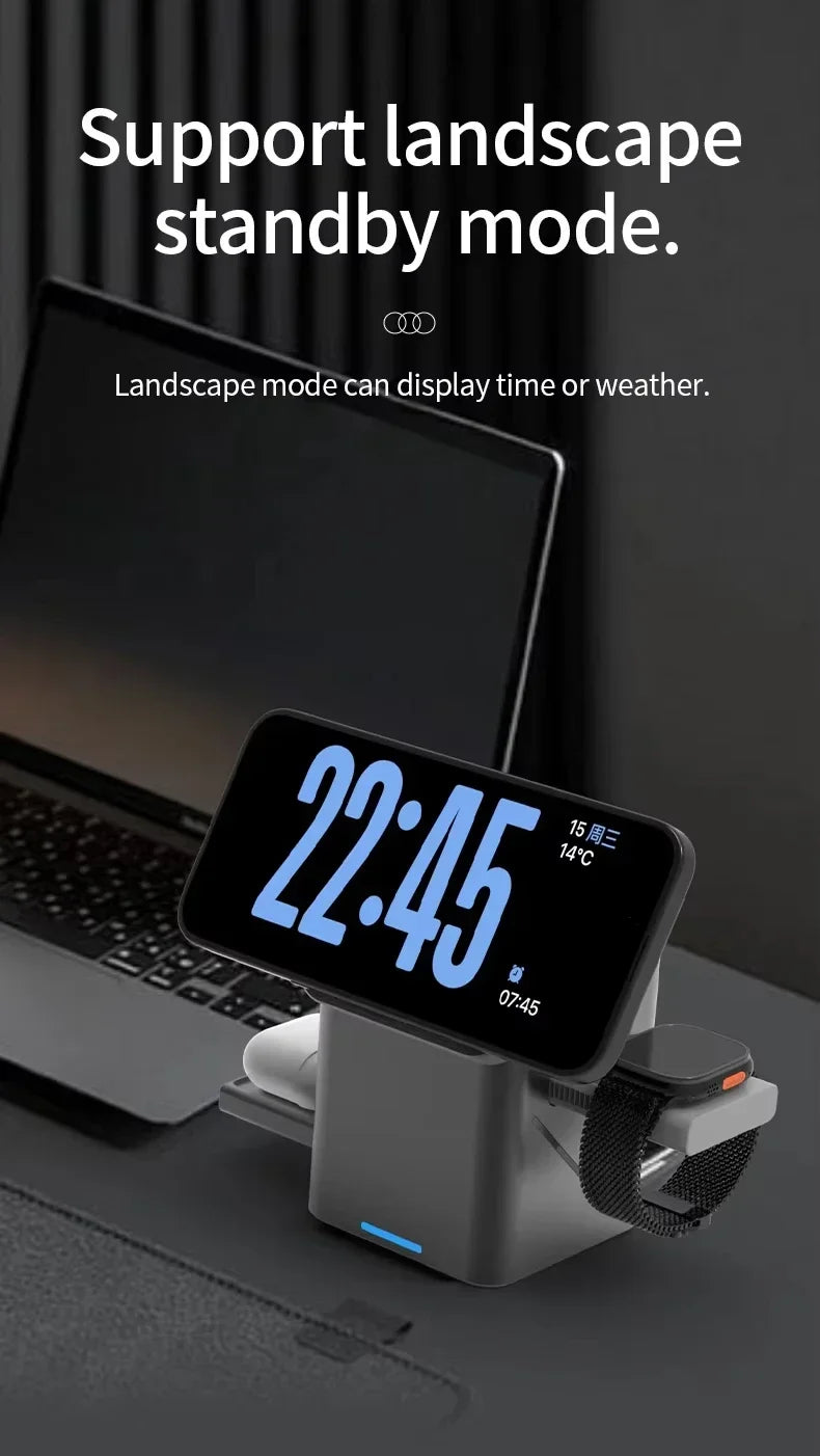 👉 Nouveau chargeur sans fil automatique à toucher magnétique multifonction 3 en 1 pour iPhone 16 / 15 / 14 / 13 Pro Max, Apple Watch et AirPods