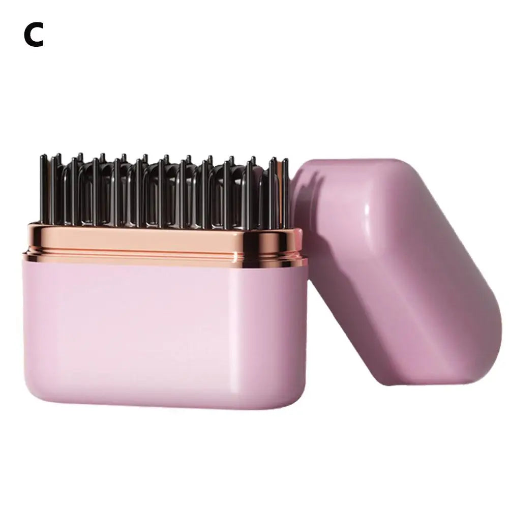 Lisseur de cheveux mini portable – Brosse lissante ionique rechargeable USB Type-C, peigne anti-brûlure à chauffage rapide. Utilisation au bureau en promenade