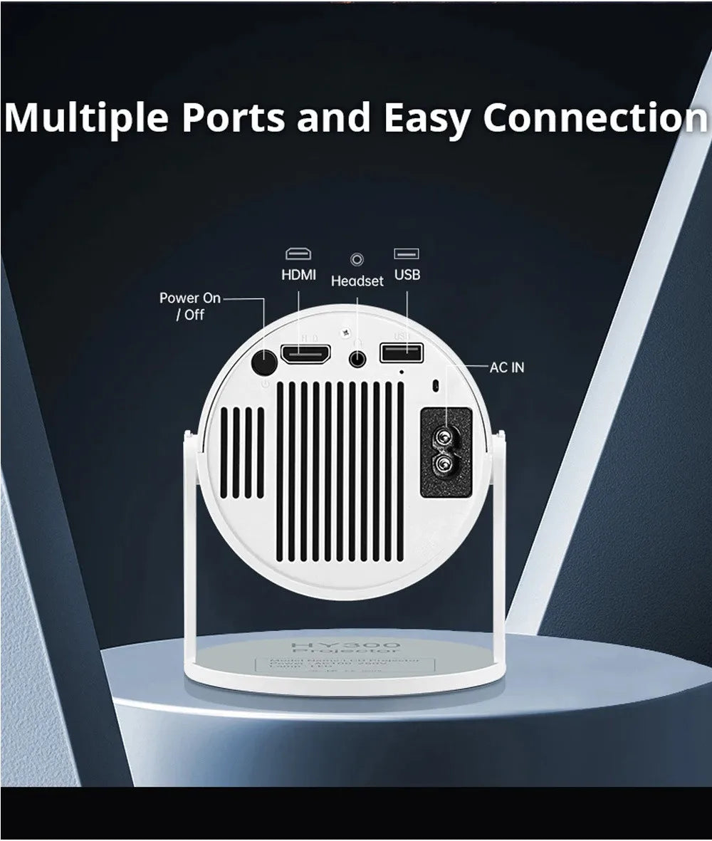 Projecteur DITONG HY300 Plus Android 4K 1280*720P Double Wifi 300ANSI Vidéo Cinéma Extérieur Portable maison HD LED HY300 Pro Projecteur