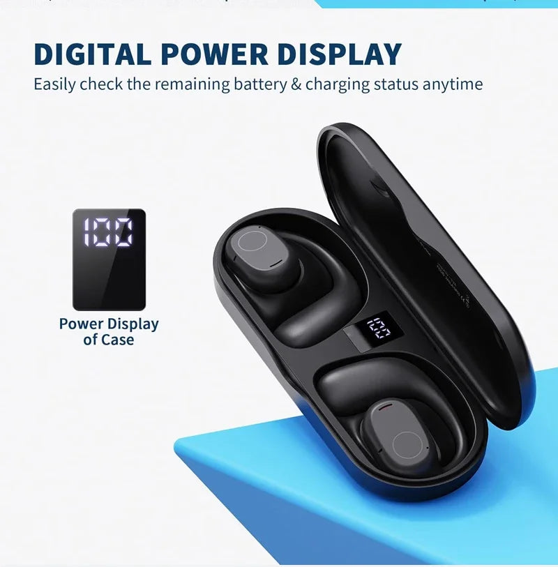 UYUXIO Écouteurs à Conduction Ouverte Bluetooth 6.0 Sans Fil – Écouteurs de Sport avec Affichage Numérique, 40 Heures d’Autonomie, Idéals pour les voyages.