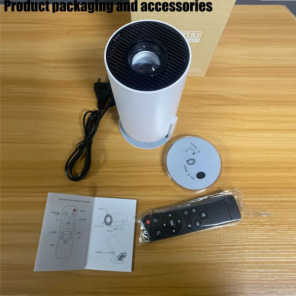 Projecteur DITONG HY300 Plus Android 4K 1280*720P Double Wifi 300ANSI Vidéo Cinéma Extérieur Portable maison HD LED HY300 Pro Projecteur