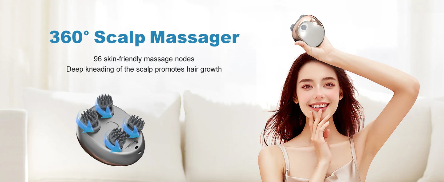 Masseur de cuir chevelu électrique portable, masseur de cuir chevelu portable, gratte-tête pour un massage complet du corps, nettoyage en profondeur et relaxation du stress.