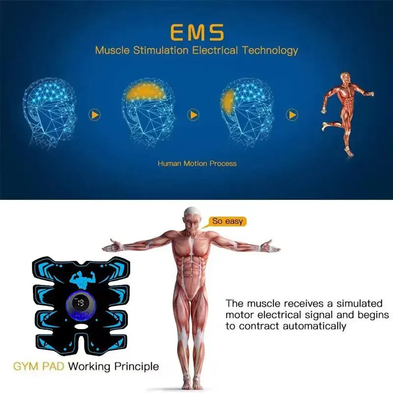Stimulateur musculaire EMS rechargeable par USB, bras ABS 3 en 1, entraîneur intelligent sans fil, entraînement abdominal, corps électrique mince