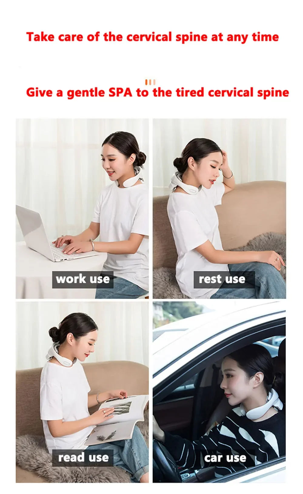 "Appareil de massage cervical intelligent – Massage électrique à impulsions basse fréquence, physiothérapie, relaxation, compresse chaude et massage par vibration."