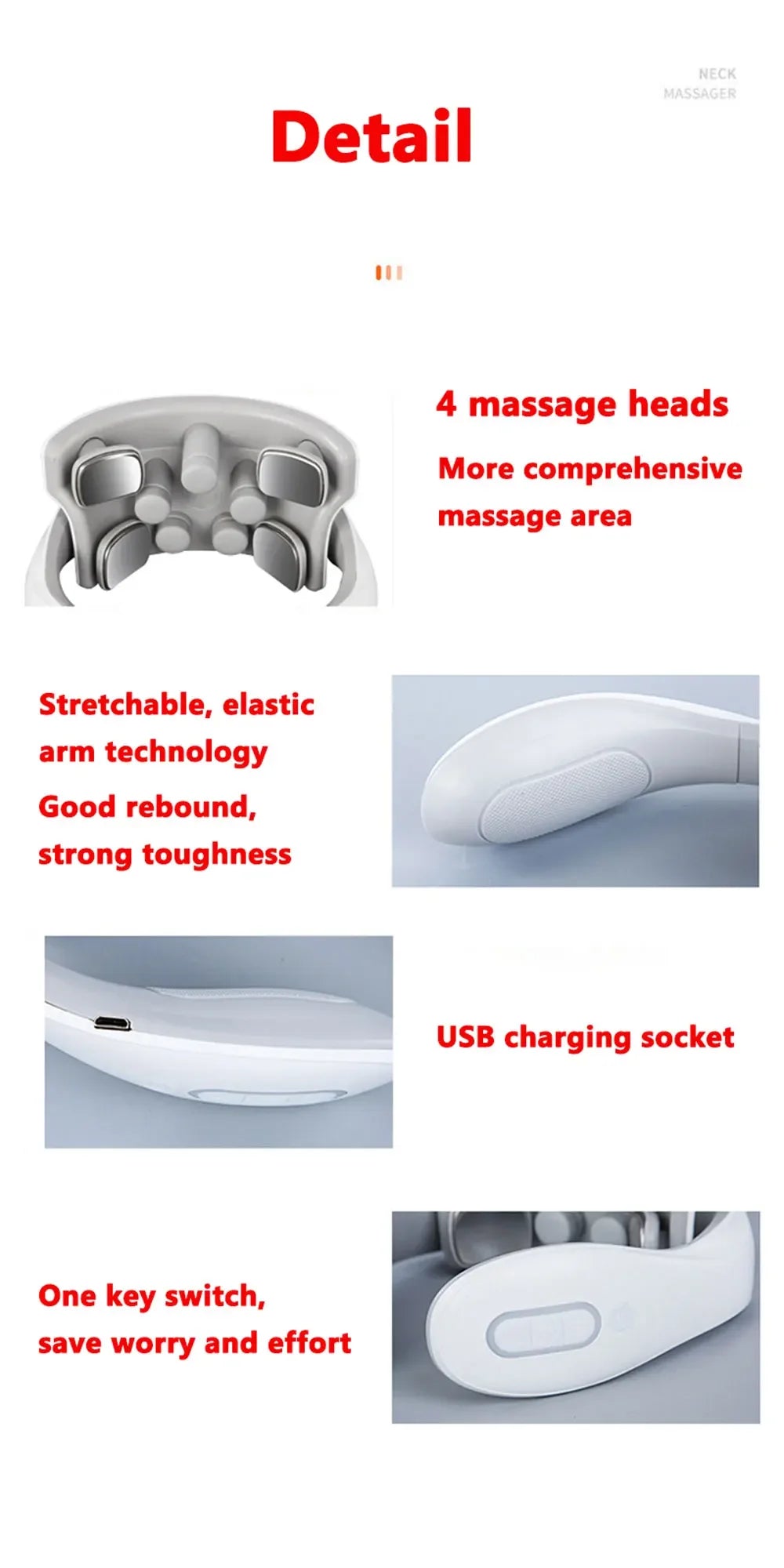 "Appareil de massage cervical intelligent – Massage électrique à impulsions basse fréquence, physiothérapie, relaxation, compresse chaude et massage par vibration."