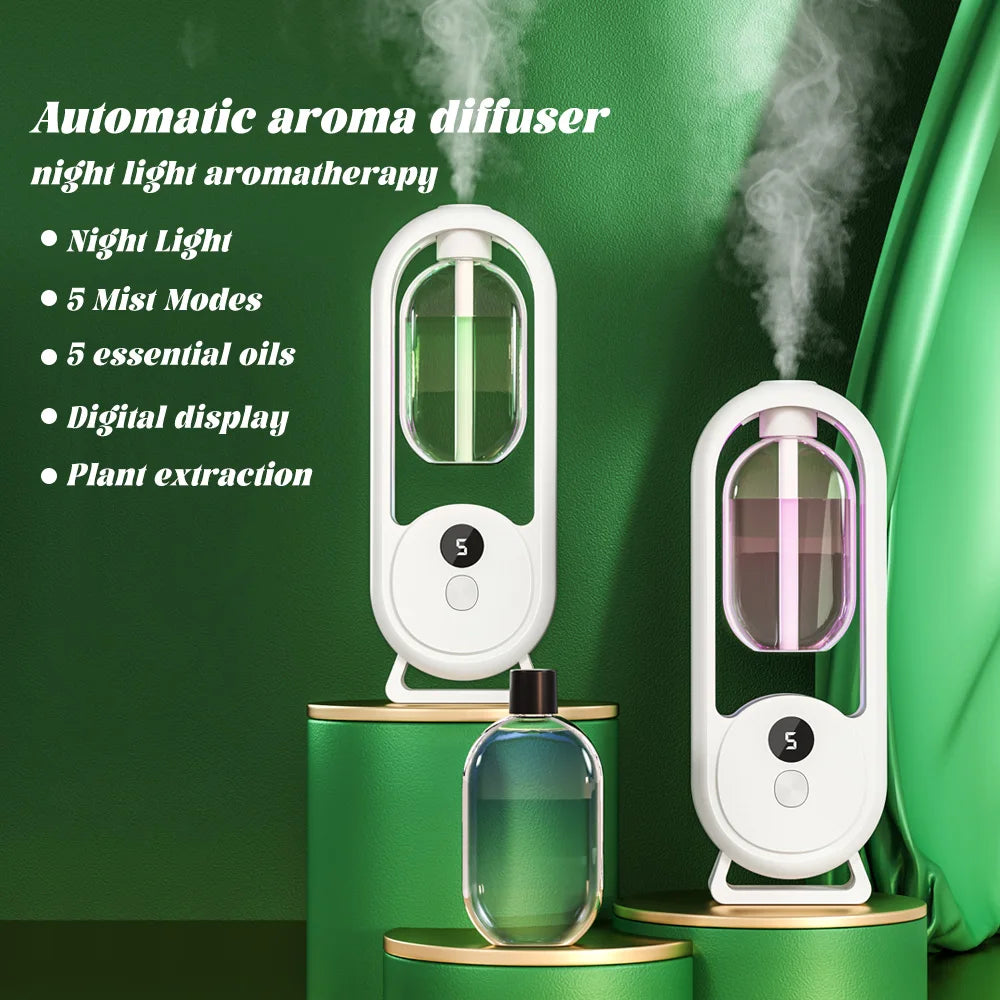 Diffuseur d’arômes portable rechargeable — Machine d’aromathérapie aux huiles essentielles, désodorisant à pulvérisation programmée (5 modes) pour éliminer les mauvaises odeurs et rafraîchir l’air.