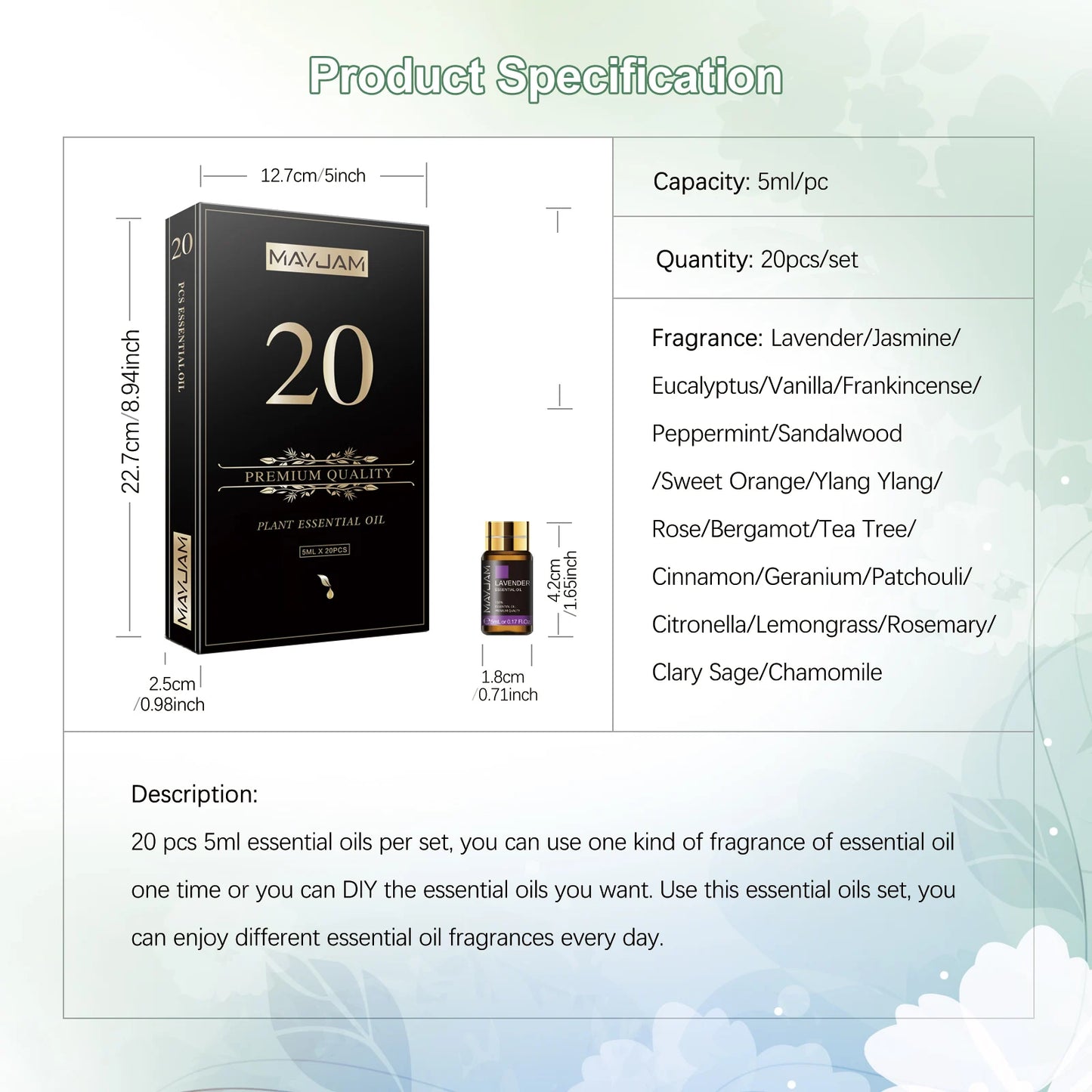 Coffret de 20 Huiles Essentielles MAYJAM