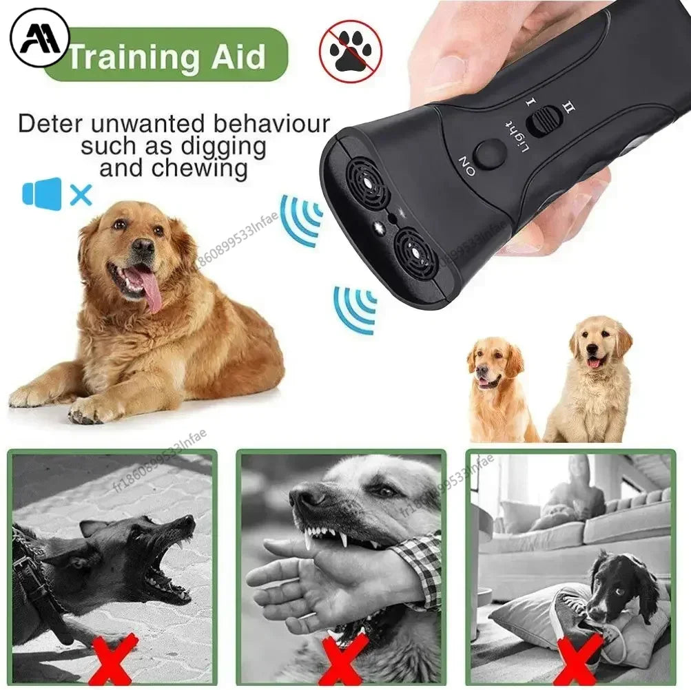 Dispositif de contrôle des aboiements à ultrasons pour chien – Dresseur anti-aboiement, fréquence réglable, portable et rechargeable, adapté aux petits, moyens et grands chiens.