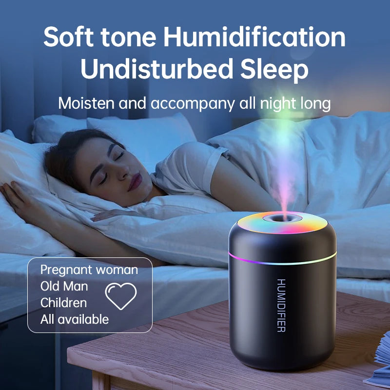 Mini humidificateur d’air 180 ml — Diffuseur d’arômes électrique USB, purificateur d’air aux huiles essentielles, générateur de brume pour aromathérapie, avec lumières, idéal pour voiture, maison ou chambre.