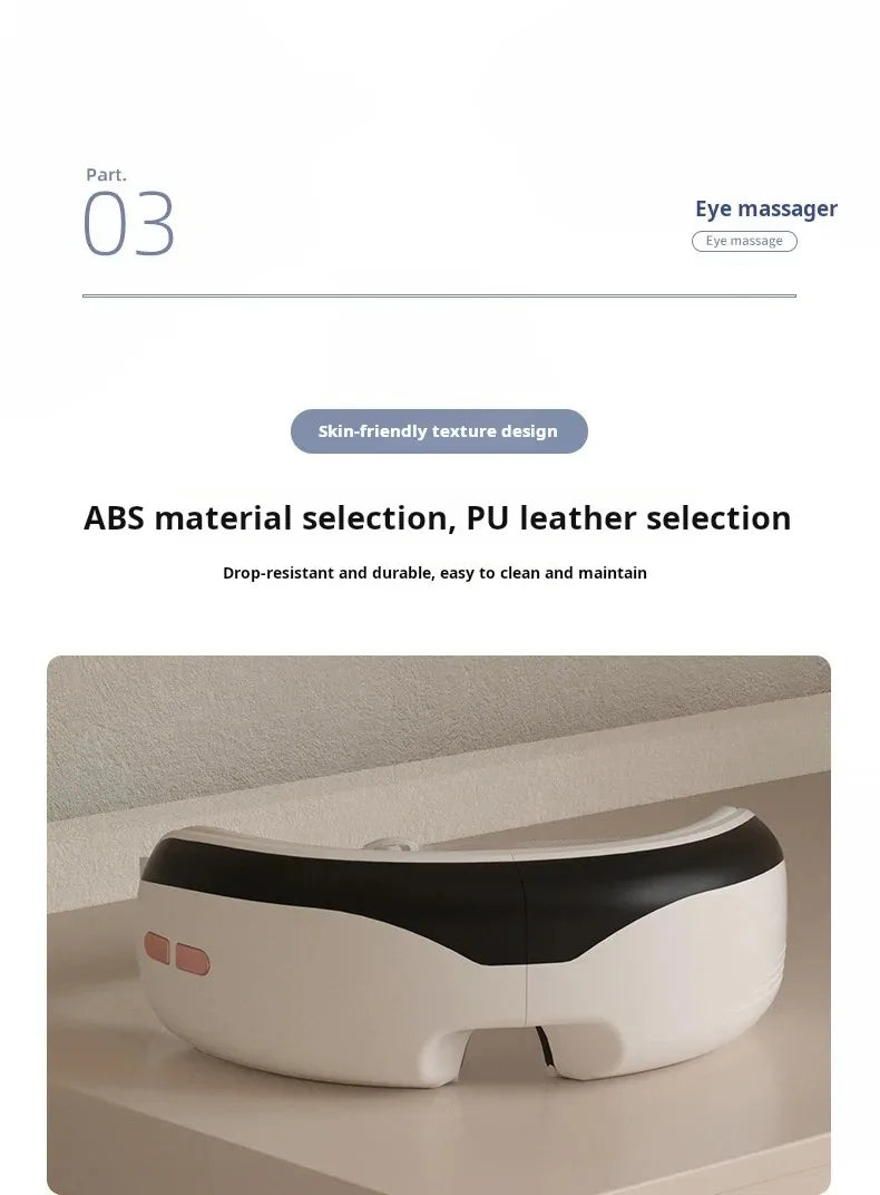 "Appareil de massage oculaire intelligent à température constante – Sans fil, Bluetooth, musique, massage 3D par airbags, soulage la fatigue des yeux."