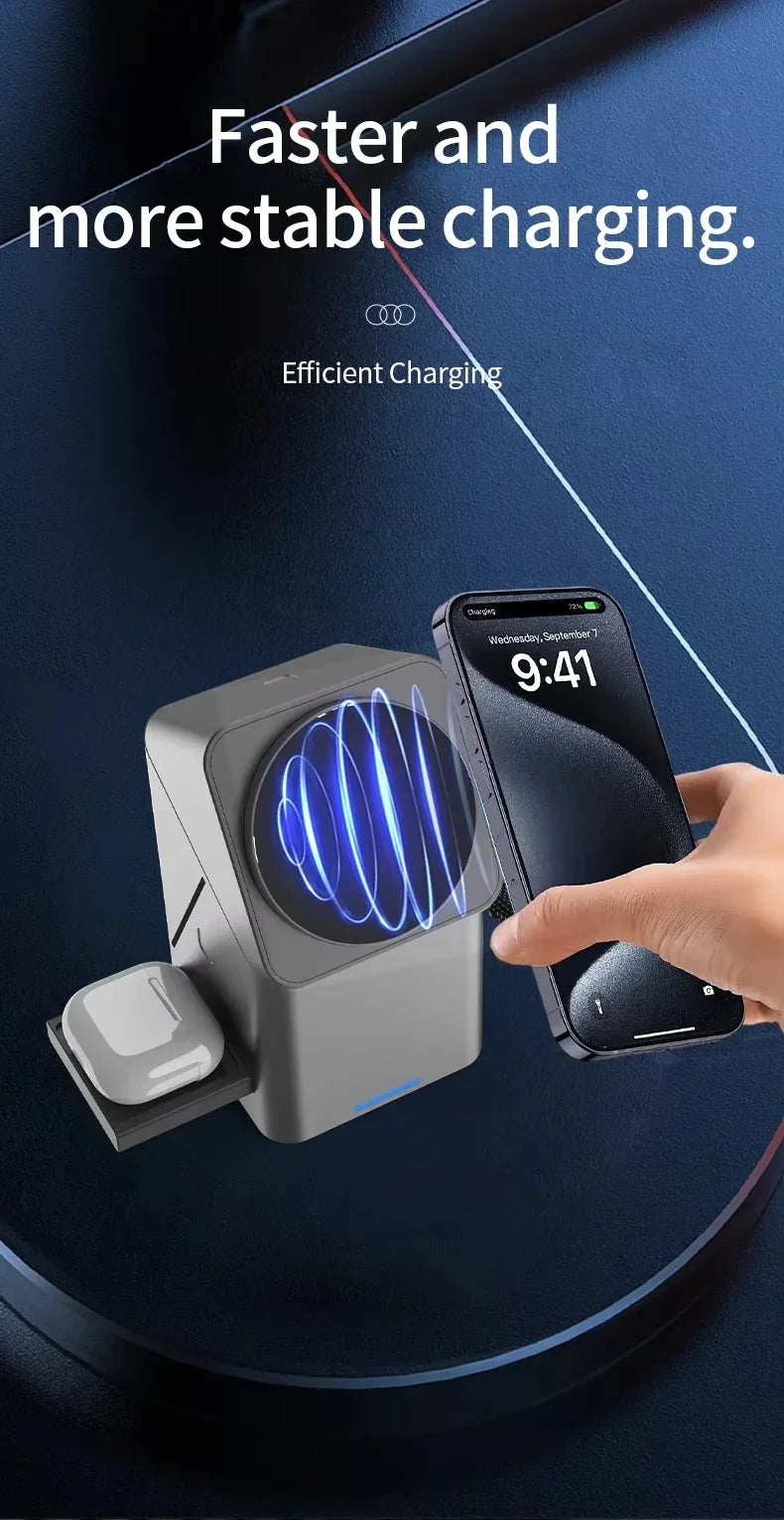 👉 Nouveau chargeur sans fil automatique à toucher magnétique multifonction 3 en 1 pour iPhone 16 / 15 / 14 / 13 Pro Max, Apple Watch et AirPods