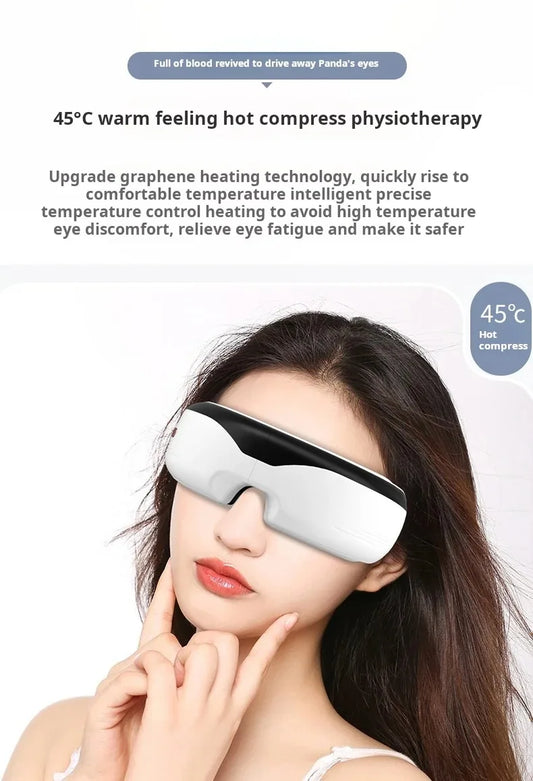 "Appareil de massage oculaire intelligent à température constante – Sans fil, Bluetooth, musique, massage 3D par airbags, soulage la fatigue des yeux."