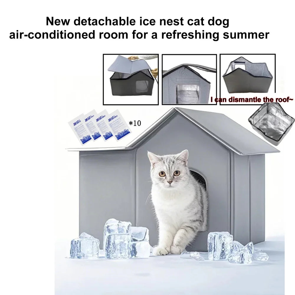 Maison climatisée pour chats d’extérieur – Outils de refroidissement d’été pour chats, niche rafraîchissante pour chiens et chats.