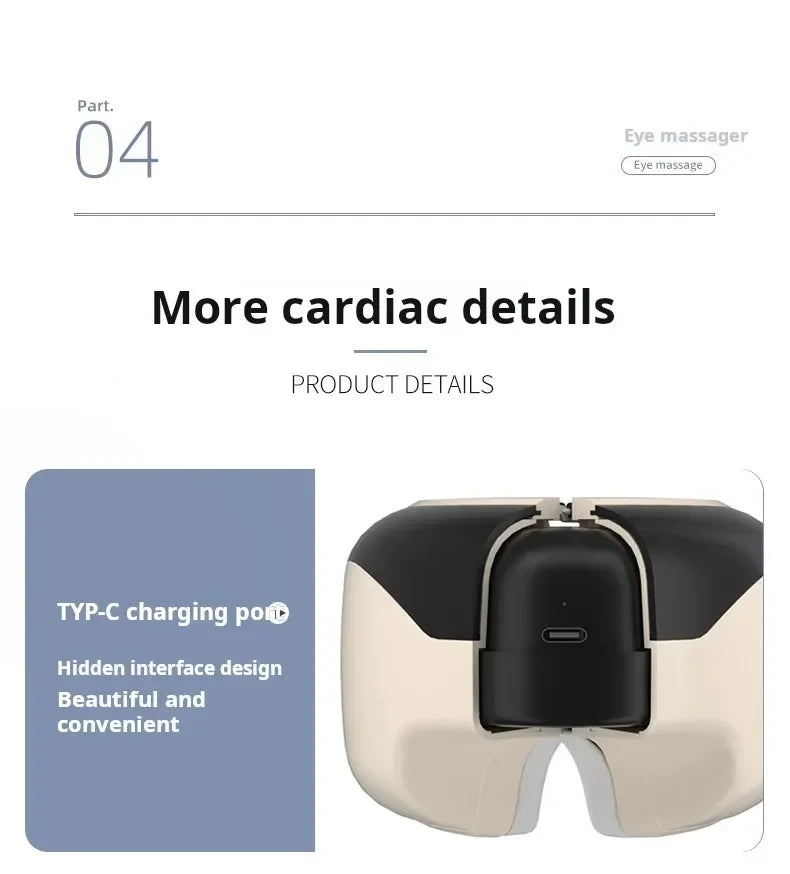 "Appareil de massage oculaire intelligent à température constante – Sans fil, Bluetooth, musique, massage 3D par airbags, soulage la fatigue des yeux."
