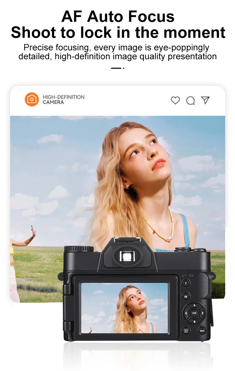 Appareil photo numérique compact Ourlife — Appareil photo 6K avec Wi-Fi, Webcam vintage, caméscope Vlog/YouTube, 64 Mpx, zoom 16x.