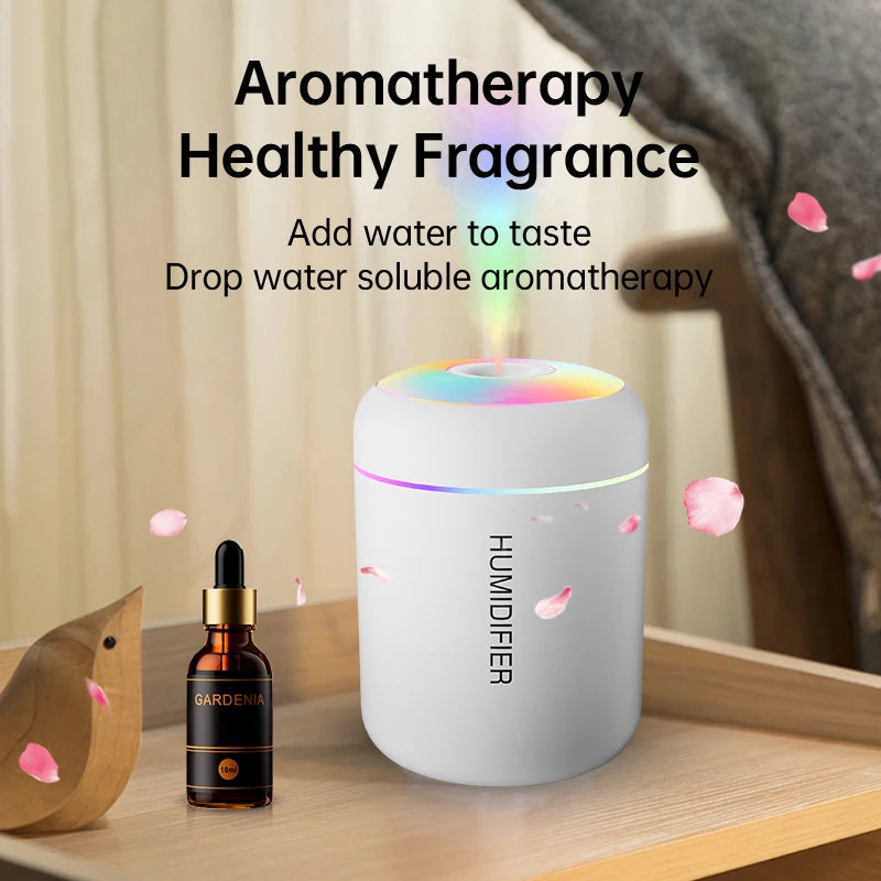 Mini humidificateur d’air 180 ml — Diffuseur d’arômes électrique USB, purificateur d’air aux huiles essentielles, générateur de brume pour aromathérapie, avec lumières, idéal pour voiture, maison ou chambre.