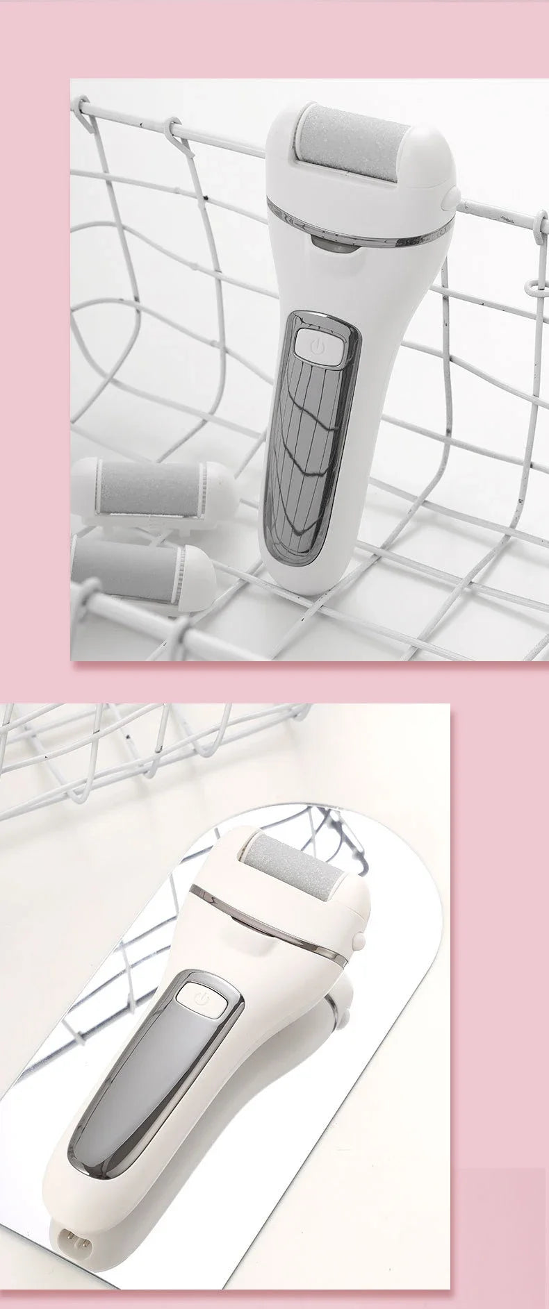 👉 Ponceuse électrique pour callosités – Lime à pieds professionnelle, machine de pédicure rechargeable pour talons fissurés et peau morte, avec 3 têtes interchangeables