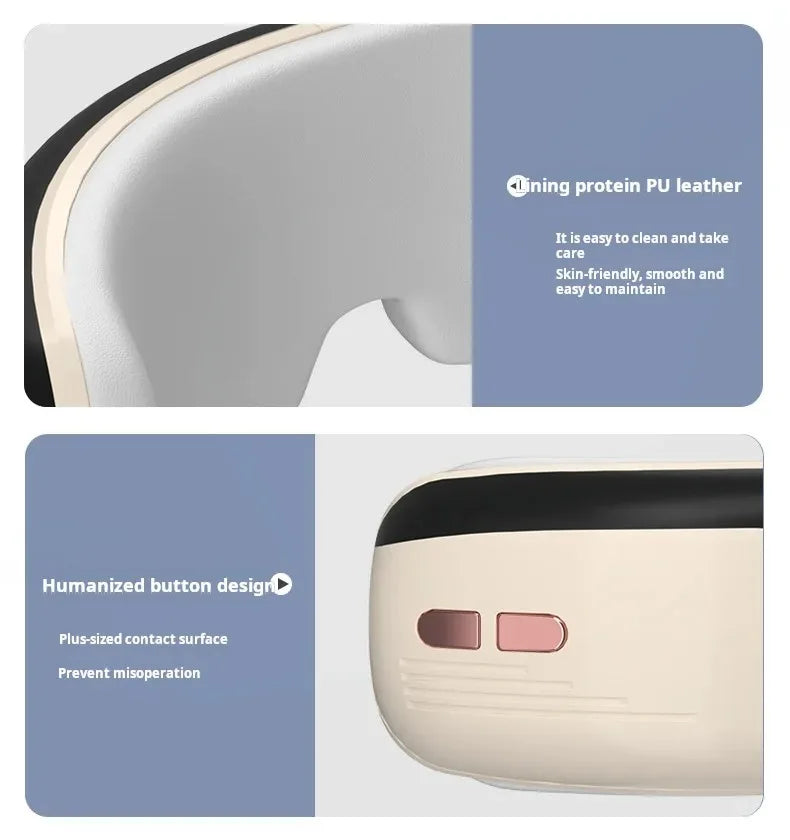 "Appareil de massage oculaire intelligent à température constante – Sans fil, Bluetooth, musique, massage 3D par airbags, soulage la fatigue des yeux."