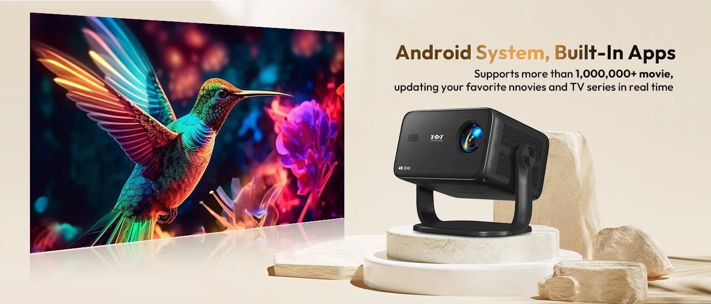 Projecteur XGODY 18 000 lumens 4K natif 1080P WiFi 6 Android Projecteurs AI Auto Focus HD Home Cinéma Cinéma