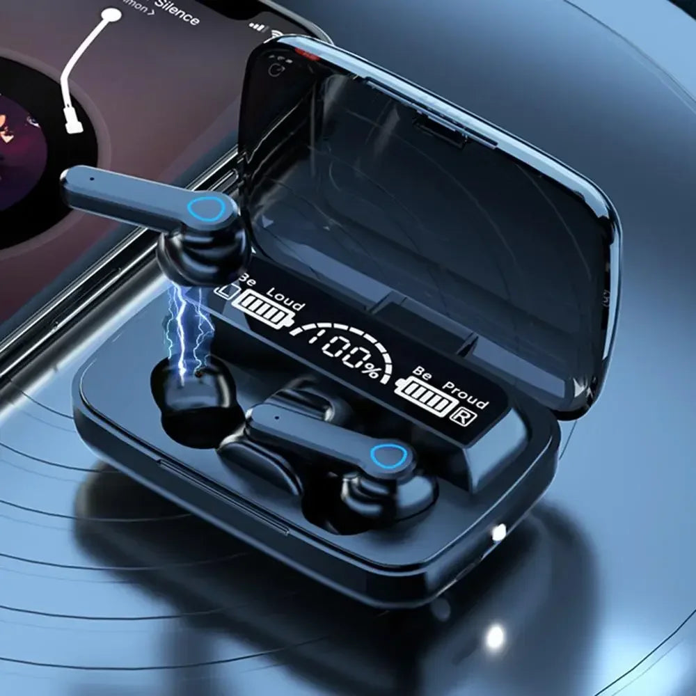 Écouteurs intra-auriculaires Bluetooth M19 d'origine, sans fil, tactiles, intelligents, avec écran LED et miroir, chargement par le haut-parleur.