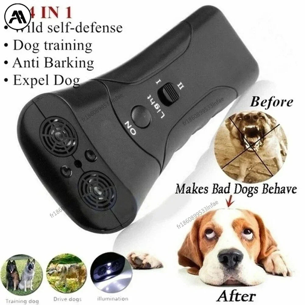 Dispositif de contrôle des aboiements à ultrasons pour chien – Dresseur anti-aboiement, fréquence réglable, portable et rechargeable, adapté aux petits, moyens et grands chiens.