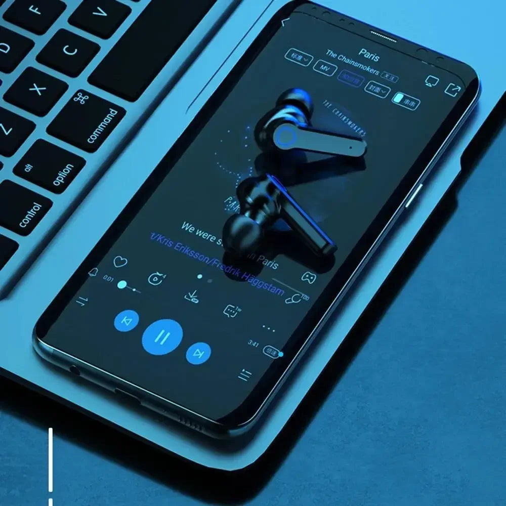 Écouteurs intra-auriculaires Bluetooth M19 d'origine, sans fil, tactiles, intelligents, avec écran LED et miroir, chargement par le haut-parleur.