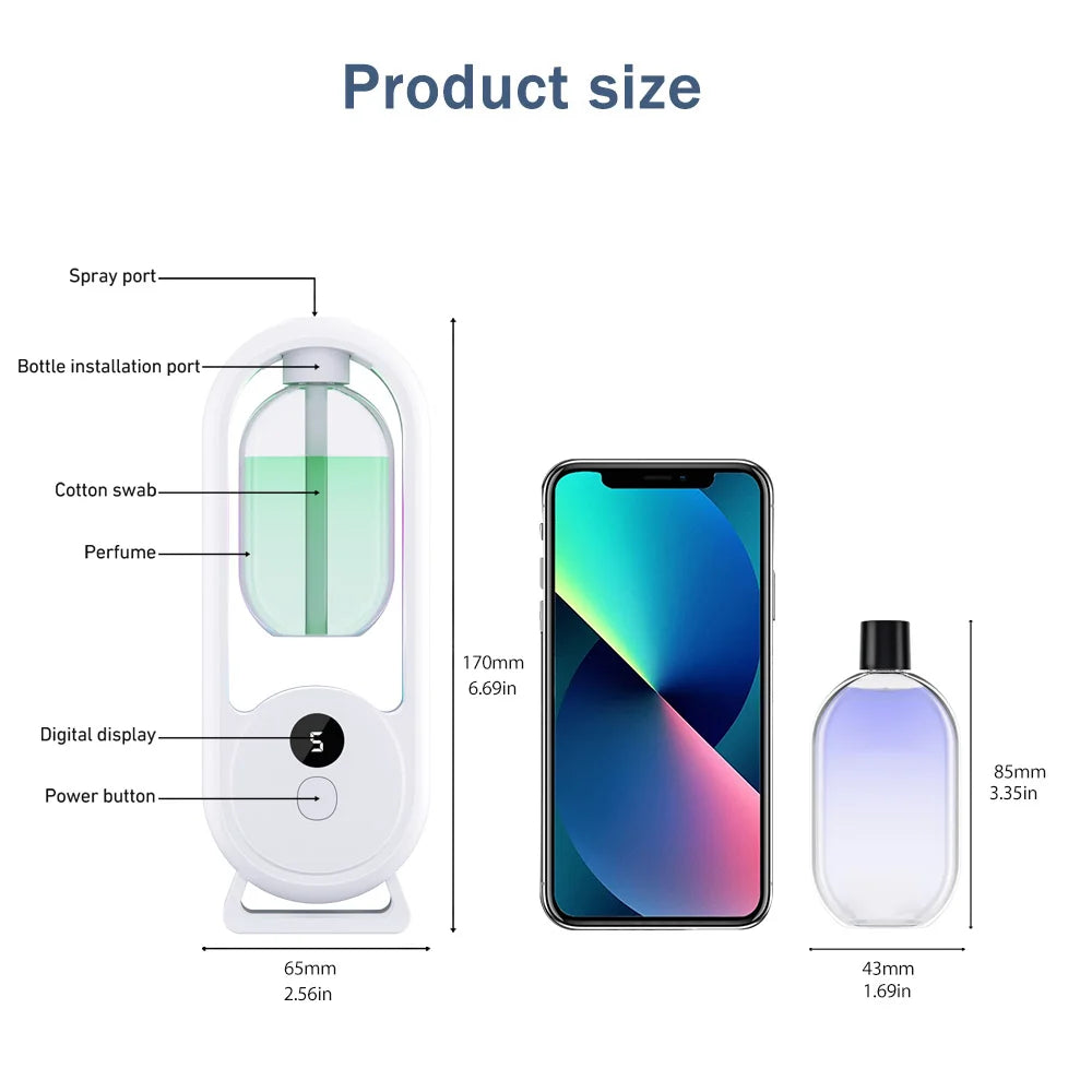 Diffuseur d’arômes portable rechargeable — Machine d’aromathérapie aux huiles essentielles, désodorisant à pulvérisation programmée (5 modes) pour éliminer les mauvaises odeurs et rafraîchir l’air.