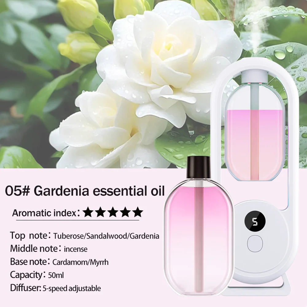 Diffuseur d’arômes portable rechargeable — Machine d’aromathérapie aux huiles essentielles, désodorisant à pulvérisation programmée (5 modes) pour éliminer les mauvaises odeurs et rafraîchir l’air.