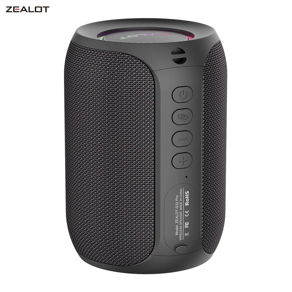 ZEALOT-S32PRO Enceinte portable Bluetooth 5.2 d'extérieur, étanche, sans fil, mini colonne TWS, carte TF