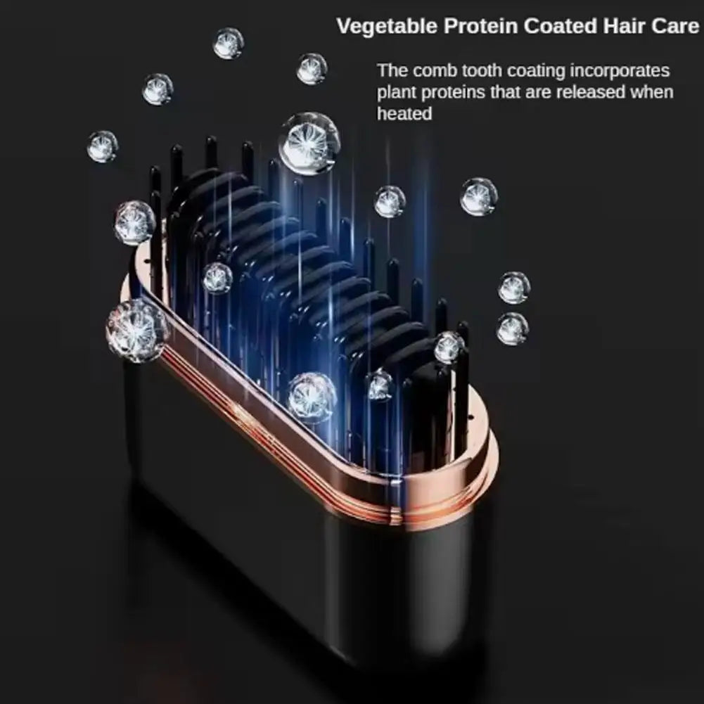 Lisseur de cheveux mini portable – Brosse lissante ionique rechargeable USB Type-C, peigne anti-brûlure à chauffage rapide. Utilisation au bureau en promenade