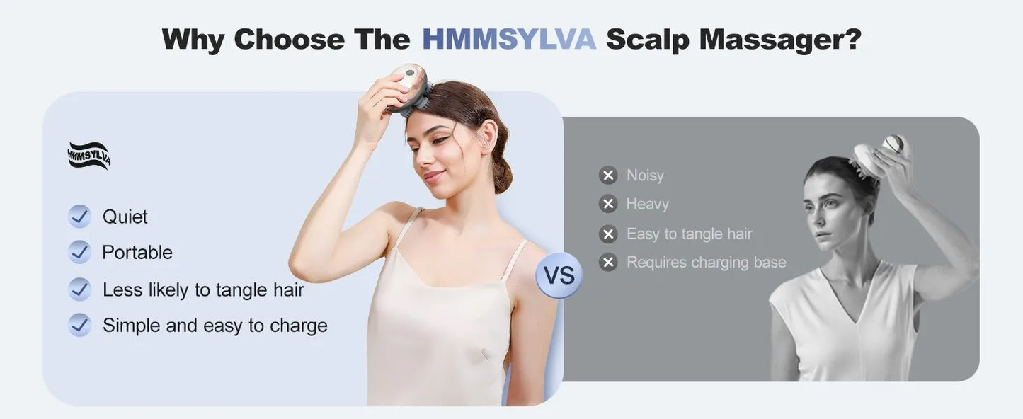 Masseur de cuir chevelu électrique portable, masseur de cuir chevelu portable, gratte-tête pour un massage complet du corps, nettoyage en profondeur et relaxation du stress.